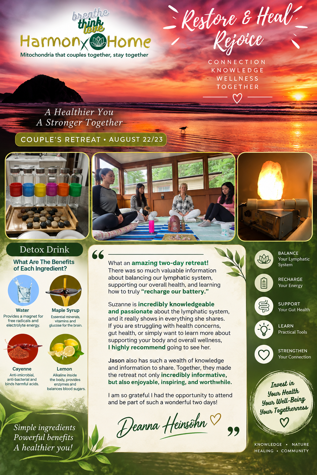 Deanna Heinsohn — retreat experience at Harmony@Home