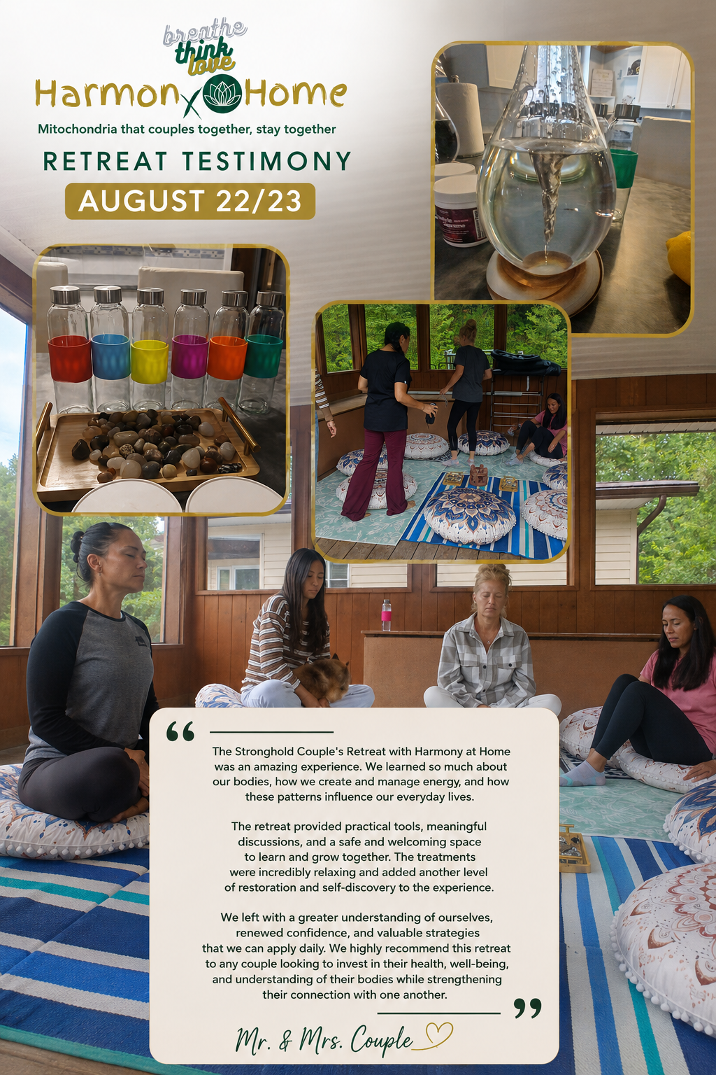 Mr. & Mrs. Couple — retreat experience at Harmony@Home